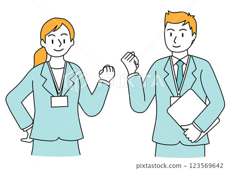 Young men and women in suits posing in fist pumps Young men and women in suits posing in fist pumps 123569642