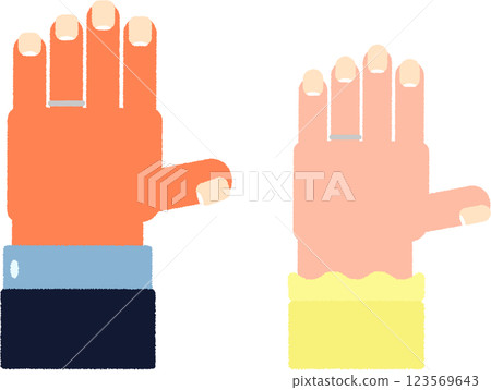 戴結婚戒指的男女手 123569643