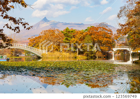 Autumn in Hokkaido: Autumn leaves at Onuma Park Autumn in Hokkaido: Autumn leaves at Onuma Park 123569749