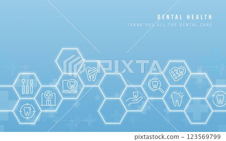 Health dental care concept. male doctor dentist holding dental tooth with icons. medical health and dentistry concept. can be used in children dentist clinic or hospital. 123569799