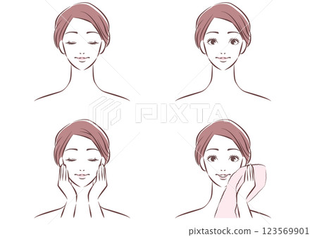 簡單可愛的女性臉部護膚套裝 123569901