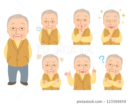 Elderly man, facial expression pose, senior, elderly, late elderly Elderly man, facial expression pose, senior, elderly, late elderly 123569959