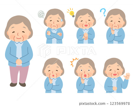 Elderly woman, facial expression pose, senior, elderly, late elderly Elderly woman, facial expression pose, senior, elderly, late elderly 123569978