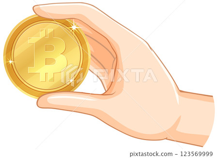 Hand Holding a Bitcoin Coin Hand Holding a Bitcoin Coin 123569999