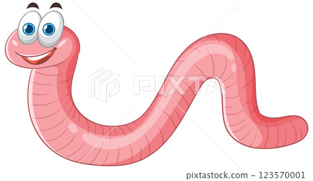 Happy Cartoon Earthworm Vector Illustration 123570001