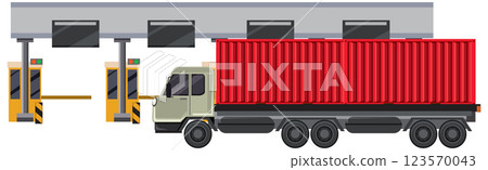 Truck Passing Through Toll Booth 123570043