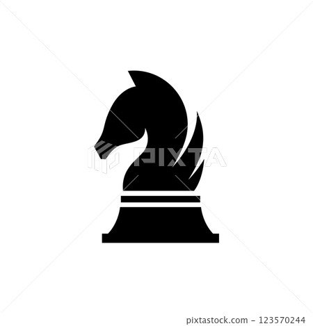 Chess strategy game Logo template with horse, king, pawn and rook. Logos for tournaments, chess teams and games. 123570244