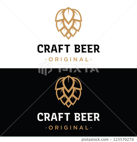 Premium quality vintage craft beer logo template design. For badges, emblems, beer companies, bars, taverns. Premium quality vintage craft beer logo template design. For badges, emblems, beer companies, bars, taverns. 123570278