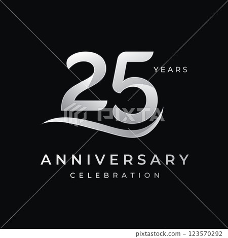 25th Anniversary Celebration Logotype Design.Can be for greeting card, celebration, invitation. 25th Anniversary Celebration Logotype Design.Can be for greeting card, celebration, invitation. 123570292