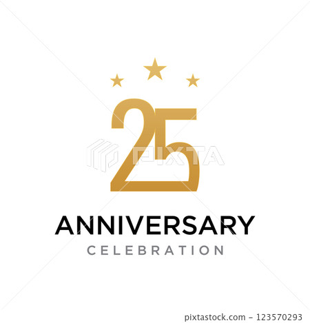 25th Anniversary Celebration Logotype Design.Can be for greeting card, celebration, invitation. 123570293