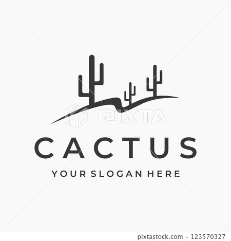 Vintage natural cactus tree plant Logo Template Design, desert plant with editable vector illustration. 123570327