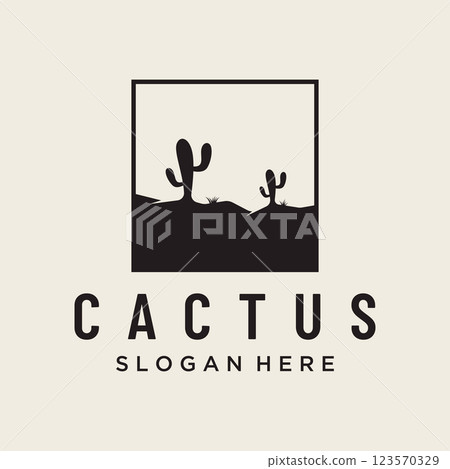 Vintage natural cactus tree plant Logo Template Design, desert plant with editable vector illustration. 123570329