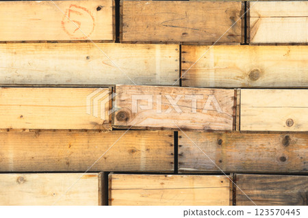 Scenery of a fishing village with a crate 123570445