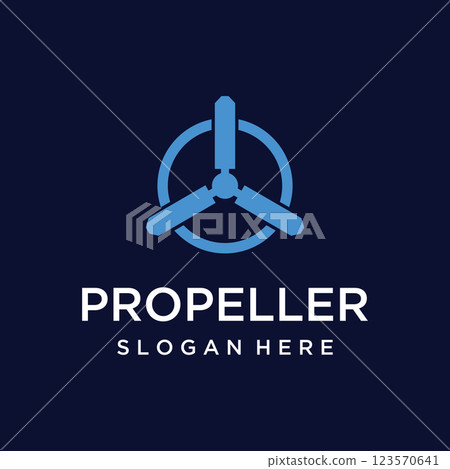 Propeller abstract logo template design of airplane, windmill, fan.Logo for aviation,company,brand,industry. With a modern concept. 123570641