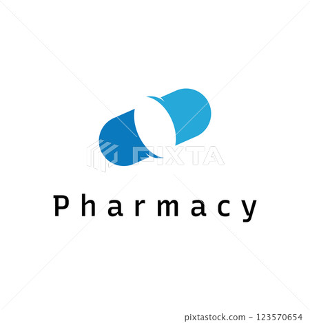 Pharmaceutical capsule medicine Logo template,logo for drugstore, health,pharmacy,medical,doctor,plus symbol. 123570654