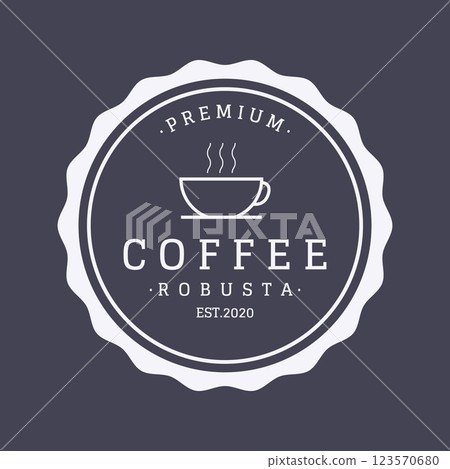 Logo design of arabica coffee cup and coffee plant hand drawn vintage style.Logo for business, cafe, restaurant, badge and coffee shop. 123570680