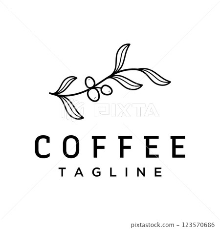 Logo design of arabica coffee cup and coffee plant hand drawn vintage style.Logo for business, cafe, restaurant, badge and coffee shop. Logo design of arabica coffee cup and coffee plant hand drawn vintage style.Logo for business, cafe, restaurant, badge and coffee shop. 123570686