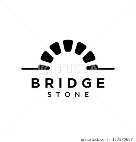 Simple and modern stone bridge building template logo creative design. 123570697