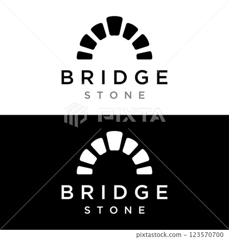 Simple and modern stone bridge building template logo creative design. 123570700