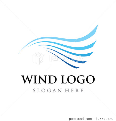 Logo design template wave element creative wind or air.Logo for business, web, air conditioner. 123570720