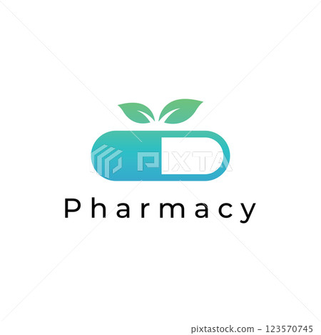 Pharmaceutical capsule medicine Logo template,logo for drugstore, health,pharmacy,medical,doctor,plus symbol. 123570745