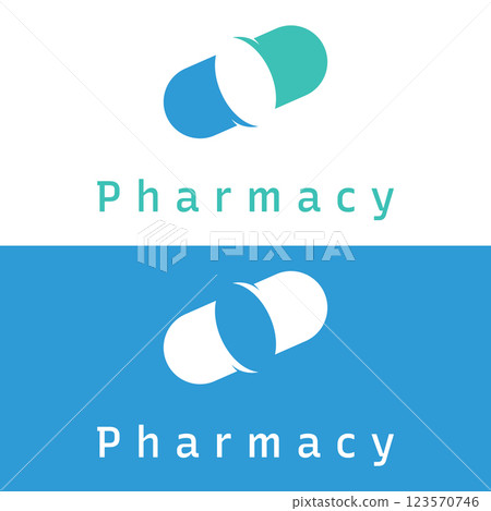 Pharmaceutical capsule medicine Logo template,logo for drugstore, health,pharmacy,medical,doctor,plus symbol. 123570746