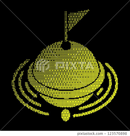 Pixel landmark sea buoy silhouette icon. Restrictive sea buoy on waves. Regulation and safety of shipping in ocean. Simple black and yellow vector isolated on black Pixel landmark sea buoy silhouette icon. Restrictive sea buoy on waves. Regulation and safety of shipping in ocean. Simple black and yellow vector isolated on black 123570898