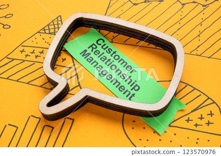 Speech bubble with customer relationship management. 123570976