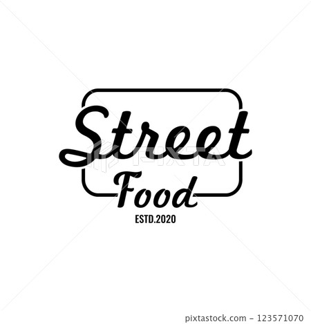 Street Food handwriting Template design isolated background for restaurant, cafe, bar. 123571070