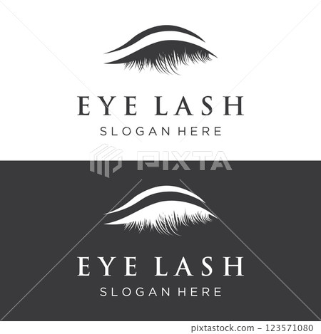 Beautiful and luxurious and modern woman's eyelashes and eyebrows logo design. Logo for business, beauty salon, makeup, eyelash shop. Beautiful and luxurious and modern woman's eyelashes and eyebrows logo design. Logo for business, beauty salon, makeup, eyelash shop. 123571080