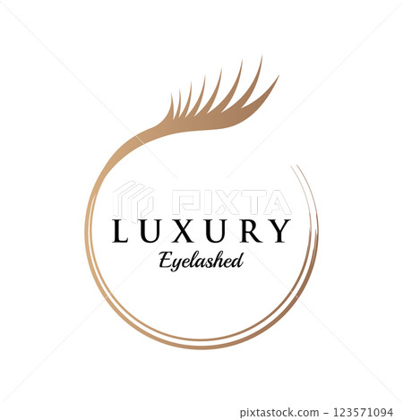 Beautiful and luxurious and modern woman's eyelashes and eyebrows logo design. Logo for business, beauty salon, makeup, eyelash shop. 123571094