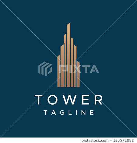 French eiffel tower building and high tower Logo template design.With editable vector illustration. 123571098