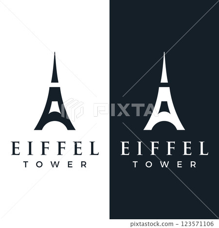 French eiffel tower building and high tower Logo template design.With editable vector illustration. 123571106