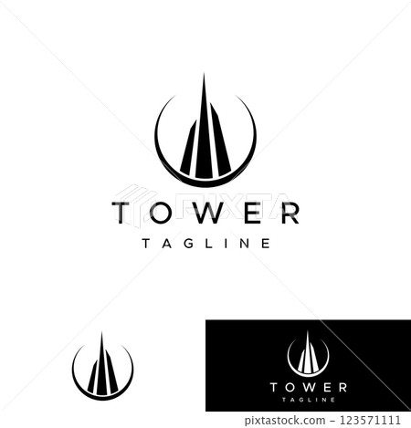 French eiffel tower building and high tower Logo template design.With editable vector illustration. 123571111