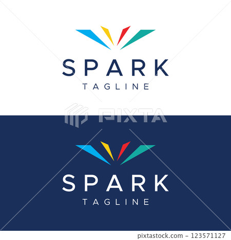 Creative colorful spark logo template design in modern style. Logotype for business, brand, celebration, fireworks, stars. Creative colorful spark logo template design in modern style. Logotype for business, brand, celebration, fireworks, stars. 123571127