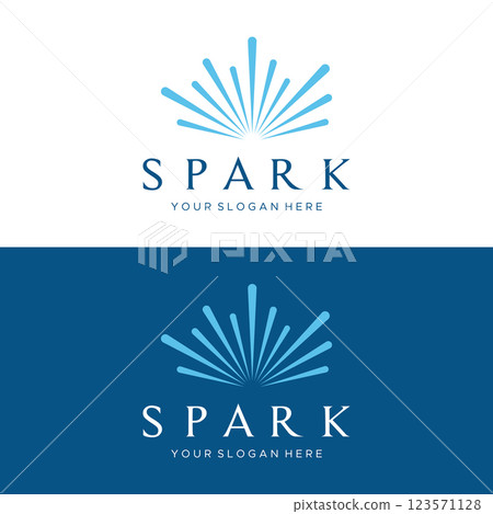Creative colorful spark logo template design in modern style. Logotype for business, brand, celebration, fireworks, stars. Creative colorful spark logo template design in modern style. Logotype for business, brand, celebration, fireworks, stars. 123571128