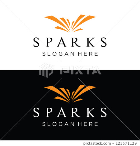 Creative colorful spark logo template design in modern style. Logotype for business, brand, celebration, fireworks, stars. Creative colorful spark logo template design in modern style. Logotype for business, brand, celebration, fireworks, stars. 123571129