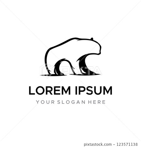 Polar bear animal logo template design and bear face isolated on background. Polar bear animal logo template design and bear face isolated on background. 123571138
