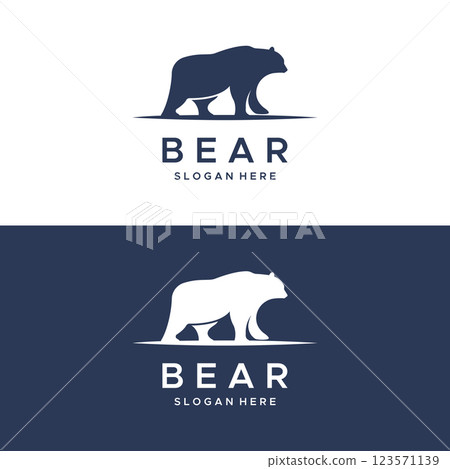 Polar bear animal logo template design and bear face isolated on background. Polar bear animal logo template design and bear face isolated on background. 123571139