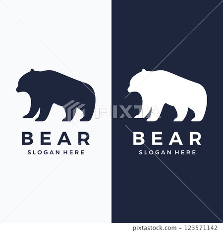 Polar bear animal logo template design and bear face isolated on background. Polar bear animal logo template design and bear face isolated on background. 123571142