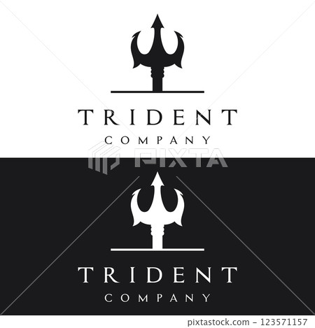 Simple vintage poseion trident spear template Logo design. 123571157
