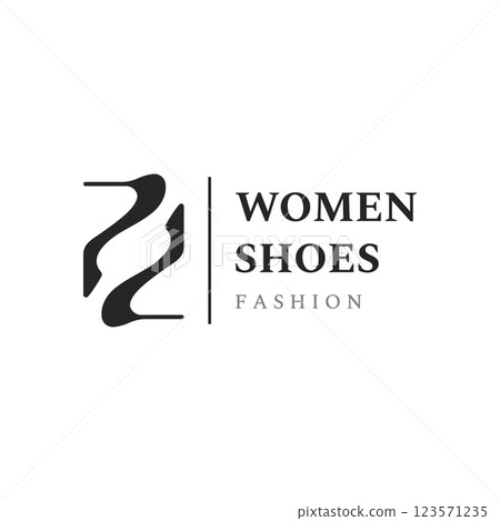 Hand drawn elegant and luxury high heel creative women's shoes creative logo design. Template for business, women's shoe shop, fashion, beauty. Hand drawn elegant and luxury high heel creative women's shoes creative logo design. Template for business, women's shoe shop, fashion, beauty. 123571235