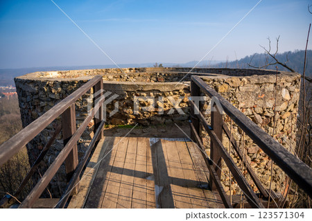 Old chapel and fortress ruins in a small czech town Petrohrad. Way of pilgrims, Czech republic. Old chapel and fortress ruins in a small czech town Petrohrad. Way of pilgrims, Czech republic. 123571304