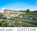 Ancient agora showcases stunning architecture and rich history in vibrant daylight in Athens, Greece 123571346