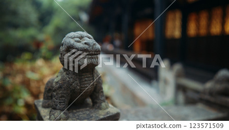 Chengdu, Sichuan, China. Old Stone Sculptures Of Kylins Or Qilin Park Of Wuhou Memorial Temple. Traditional Chinese Architectural Ornament. Legendary Hooved Chimerical Creature That Appears In Chinese Chengdu, Sichuan, China. Old Stone Sculptures Of Kylins Or Qilin Park Of Wuhou Memorial Temple. Traditional Chinese Architectural Ornament. Legendary Hooved Chimerical Creature That Appears In Chinese 123571509