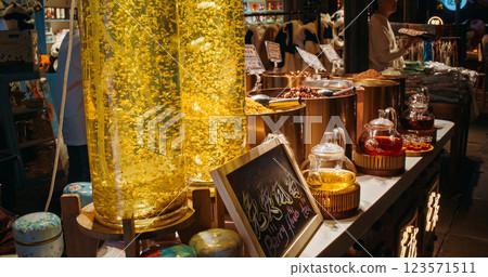 Chengdu, Sichuan, China. Berry Flower Tea. Sale Of Chinese Flower Tea. Fruit Flower Tea. Asian Cuisine. brewed Flower Tea for delicious and healthy beverage Chengdu, Sichuan, China. Berry Flower Tea. Sale Of Chinese Flower Tea. Fruit Flower Tea. Asian Cuisine. brewed Flower Tea for delicious and healthy beverage 123571511