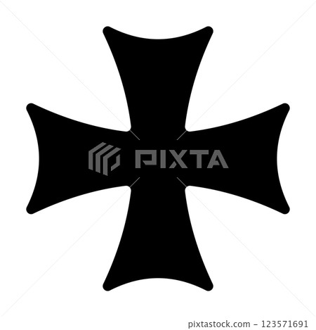 Sleek Black Maltese Cross Geometric Symbol in Bold Outline 123571691