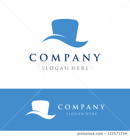 Simple magician hat with star sign logo template design with creative idea. 123571734