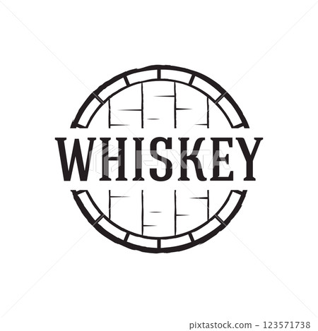 Vintage premium whiskey logotype label with hand lettering. for drinks , rum, pub, company. 123571738