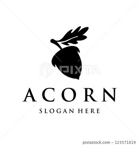 Acorn logo template design with leaves with editable vector illustration. Acorn logo template design with leaves with editable vector illustration. 123571819